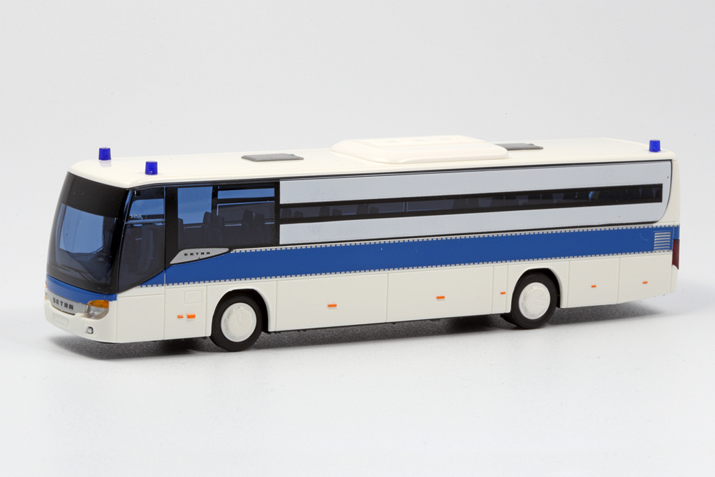 AWM 1:87,Setra 415 weiß-blau POLIZEI Bus Gefangenentransporter GefKw Verschubbus 